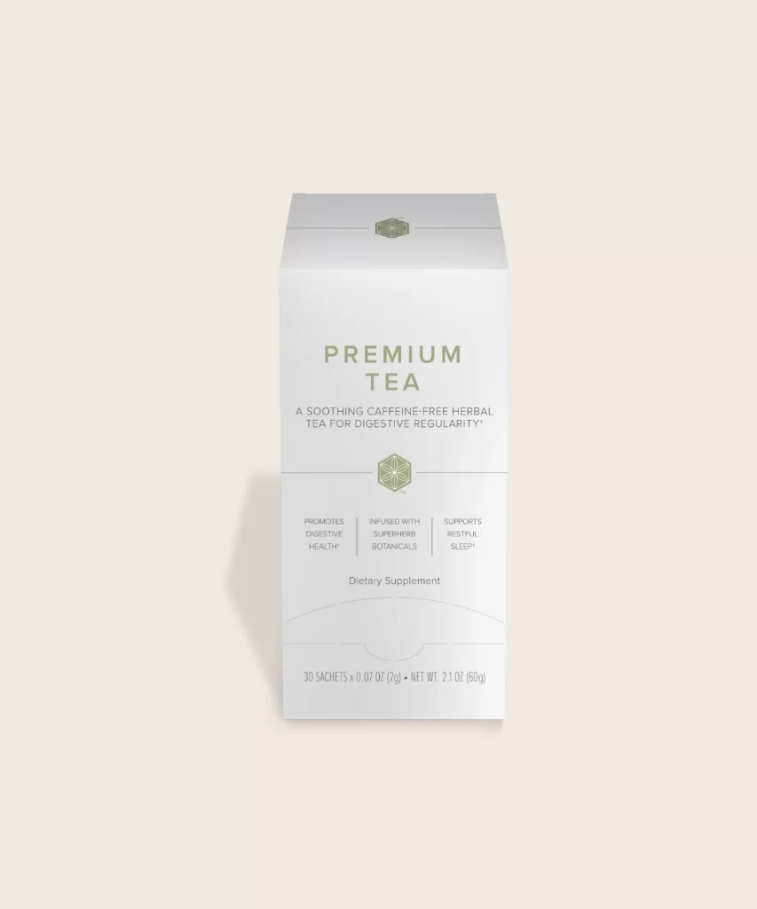 isagenix premium tea is a soothing caffeine-free herbal tea for digestive regularity