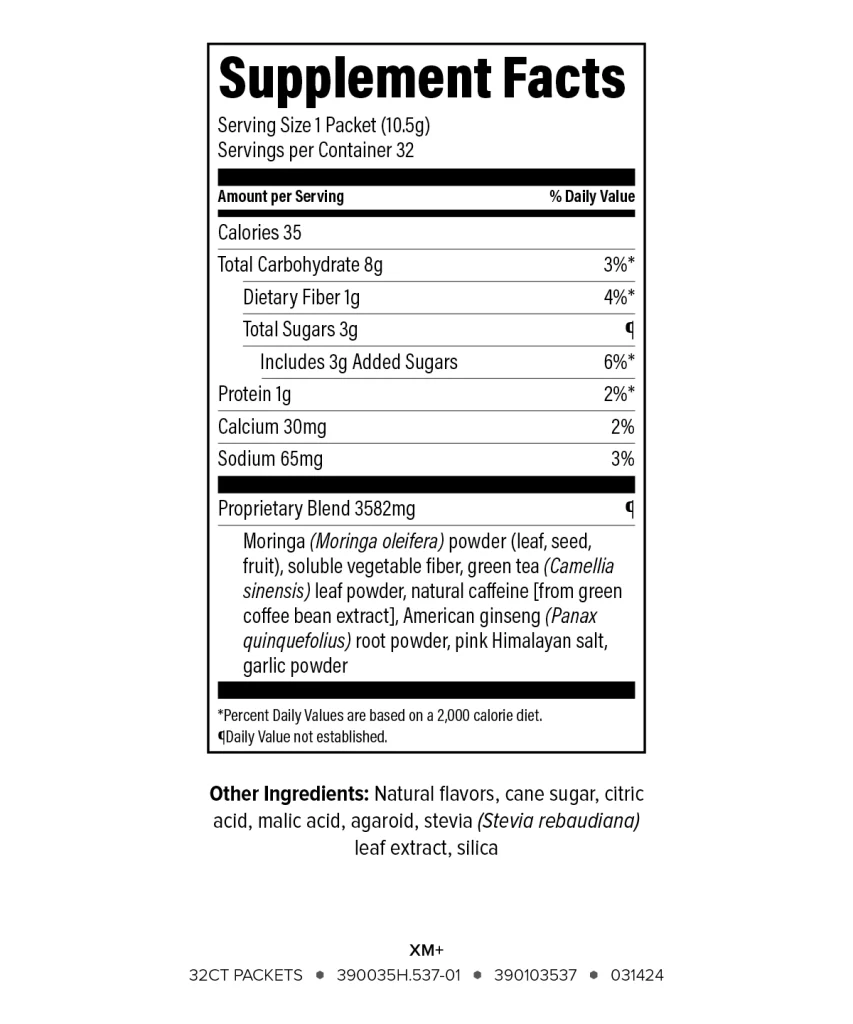 xm+ ingredient list